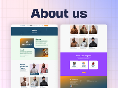 Coporate About us page about us card design customer journey design elearning website islamic learning website trending ui website design