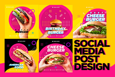 Social Media Post Designs (Burger Post Designs) adobe illustrator cc branding burger post designs design designs facebook facebook post design food post instagram post logo post post design soical media post design