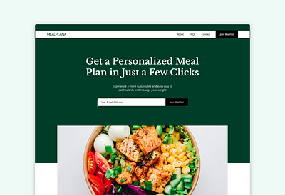 Meal Planner - Landing Page Design diet app food app food service health service healthcare landing page meal planner meal planner app recipe ui design uiux user interface design web app web design weight app