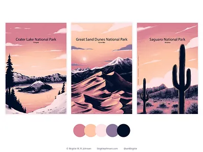 US National Parks destination poster digital illustration huely huely 2022 huely challenge illustration limited colour palette limited colours national park poster us national park us national parks