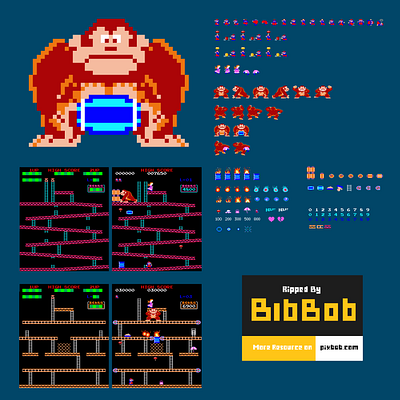 Donkey Kong Sprites and Tiles Free Download bibbob design donkey kong free free items game pixel retro game sprites tiles