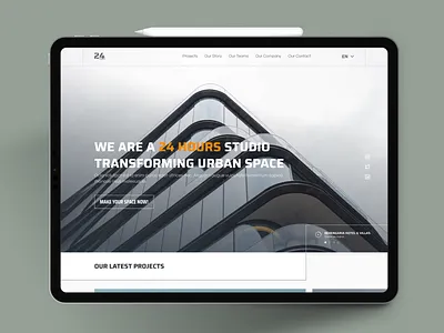 24 HOUR - Architect Website architect builder building building design clean contractor house interior landing page landingpage simple ui uidesign white space