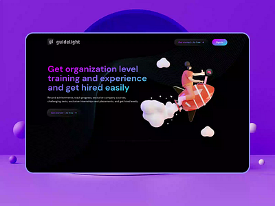 Guidelight | Landing page | Sign up | Animation 3d animation branding design graphic graphic design illustration logo motion graphics product ui ux vector