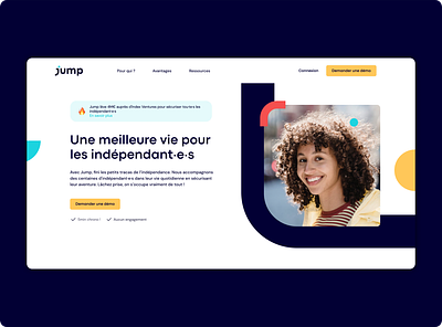 Jump - Homepage brand branding design free freelancer graphic design homepage logo photo red ui ui design ux vector website woman yellow