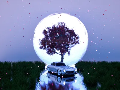 🚗 3d animation branding car illustration leafs mercedes mercedes benz motion motion design motion graphics purple trippy