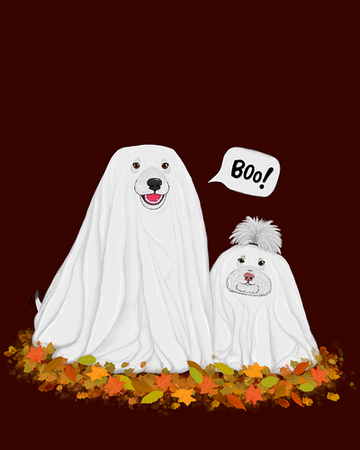 Boo! autumn vibes boo costume cozy dogs ghosts halloween ill0graph illograph illustrated illustration scary season spooky trick or treat