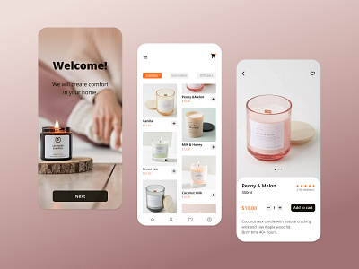 Candle shop App app design ui