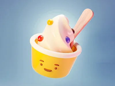 Cheerful Ice Cream - 3D Design 3d 3d art 3d art work 3d model 3d render 3d visual abstract blue gradient cheerful clean colorful design creative design dessert gradient background ice cream cup ice cream design playful playful design positive
