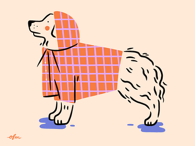 Raincoat Pup design dog doggo hand drawn illustration illustrator line art pnw procreate puddle pup raincoat rainy