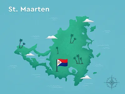 St. Maarten Map art clouds design enga.ge flag illustration island map palm trees st. maarten textures tropical