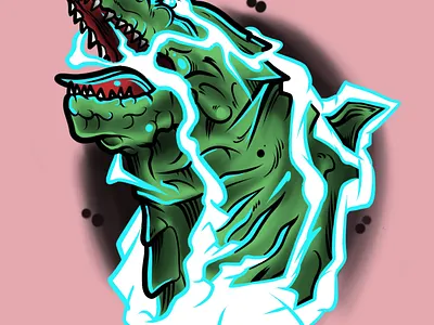 Godzilla art artwork design digital art drawing graphic design illustration kaiju poster print tattoo art visual art