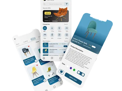 Ecommerce furniture app ui design adobe xd app app design app ui ecommerce app figma furniture furniture app design illustrator mobile screen photoshop prototype responsive design screen design splash screen ui ui design uiux visual design wireframing