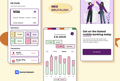 NEOBRUTALISM UI | FINTECH app branding brutal brutalism brutalismui design graphic design illustration logo neo neobrutal neobrutalism ui uiux ux vector