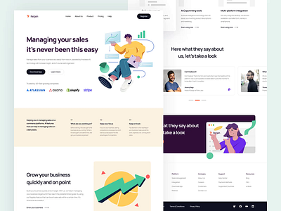 Retjeh - Sales Management Landing Page Animation analytics animation app chart clean design graphic design illustration infographic landing page management minimalist motion graphics saas sales management ui uiux ux web