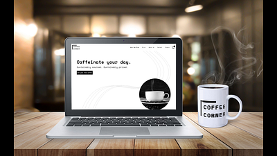 Minimalist landing page design for Coffee Corner black branding bw landing page minimalist ui ux white