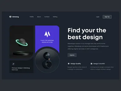 Hero section Profile Company - Metabag 3d agency website brand business digital hero section landing page personal branding web web app web design web portofolio website