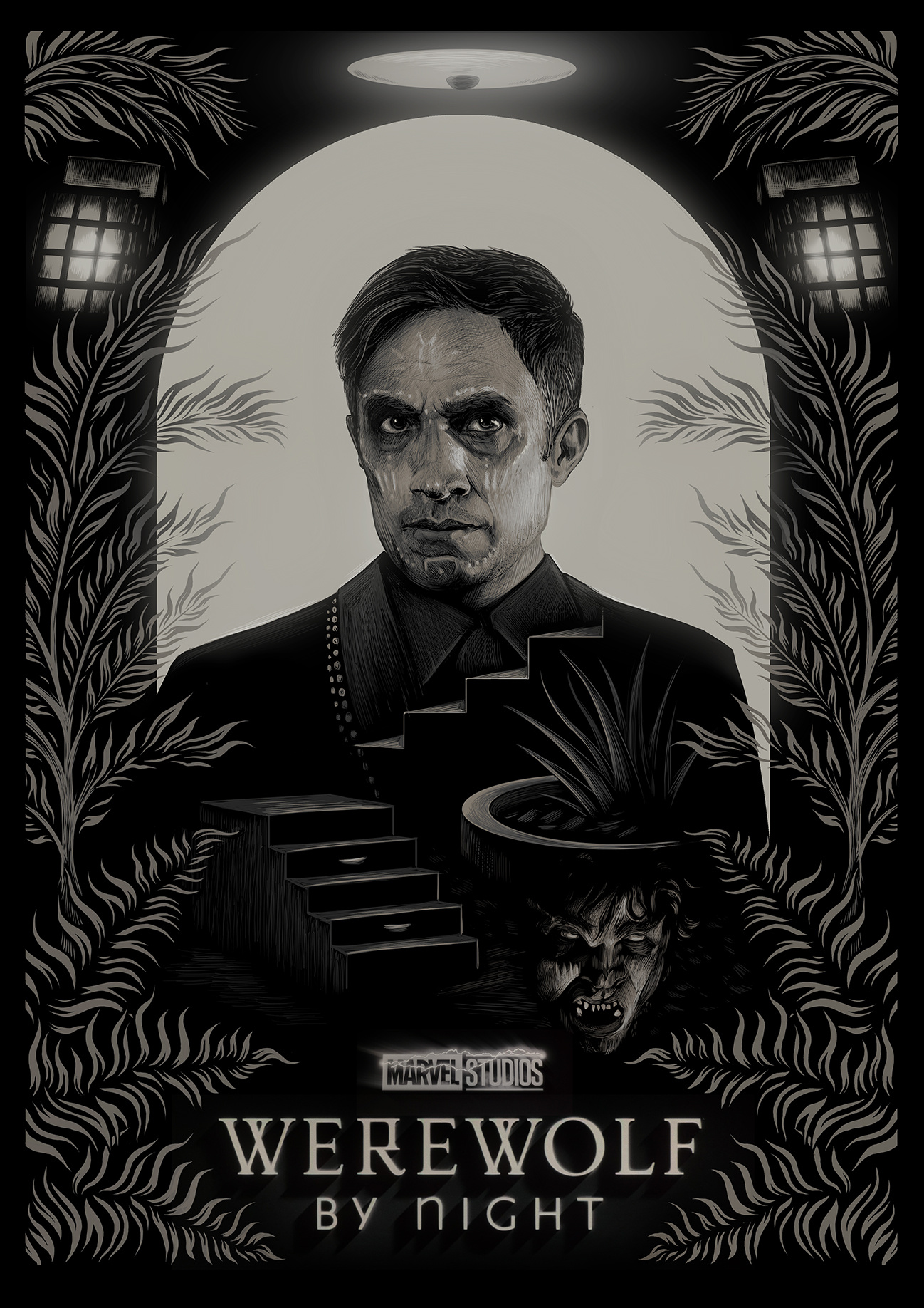 Werewolf By Night alternative movie poster art art deco design draw drawing illustration marvel movie poster poster art werewolf