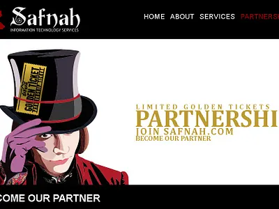 Partnership page with [ Willy Wonka & the Chocolate Factory ] animation design graphic design safna svg vector