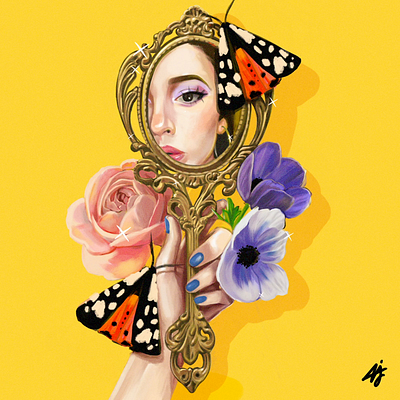 Mirror Mirror animation art characterdesign digital digitalart digitalpainting flowers illustration motion design motion graphics