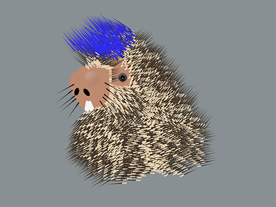 Blue mohawk porcupine. illustration