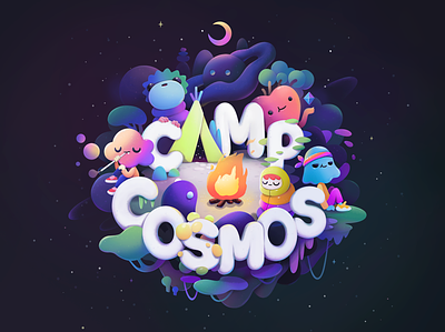 Camp Cosmos Lettering abstract cartoon character concept design illustration ui website zutto