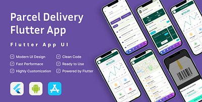 Parcel Delivery Flutter App | Courier Delivery Template flutter template flutter ui kit tracking ui ui kit