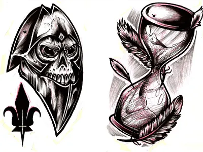 The Bishop X Time Flies art artwork blackwork bold design drawing illustration ink inking line art linework poster art print sketch sketchbook skull tattoo art tattoo design traditional