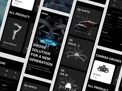 Drune - Drone Store Landing Page Responsive camera drone dark darkmode drone drone marketplace drone shop drone store homepage landing page mavic ui web web design website website design