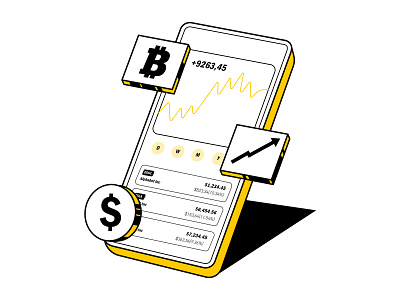 Investment Tracking App bitcoint invest investment investment app line art line art illustration mobile app mockup outline portfolio