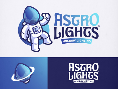 ASTROLIGHTS air conditioning astronaut bold branding cartoon cooling gaming logo home service hvac illustration lighting logo mascot plumbing space sportslogo
