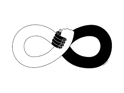 Meet in the middle diversity editorial illustration handshake harmony illustration infinity unity vector