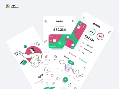 Spending Management - Mobile App UI Concept app appdesign banking capi creative creditcard design finance finance ui design invest investment mobile mobileapp onboard screen spending ui ui kit uidesign uxdesign