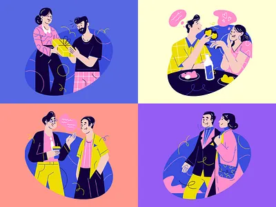 Free illustrations for holidays🎄 character christmas colorful design family free freebie handdrawn holidays illustration kapustin party resources set vector