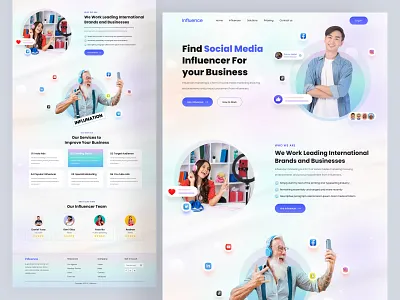 Influencer Marketing Website Landing Page Template agency business design home page influencer influencer marketing landing page marketing promotion social media trending ui ux webdesign website