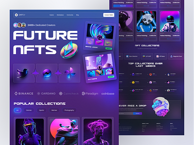 NFTS Website Design 3d blockchain blockchain website crypto crypto coin crypto token cryptocurrency dark game marketplace landing page marketplace modern nft marketplace nft web nft website design nfts ui design web design web3 website