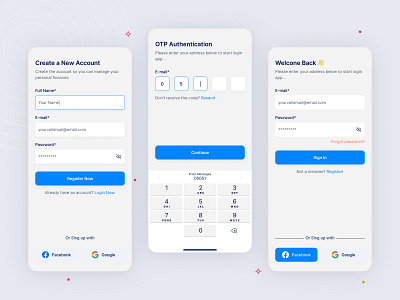 Login And Register App Screen app design branding log in login login page design login screen mobile sign in sign in form sign in page sign up page signup ui ui design ux