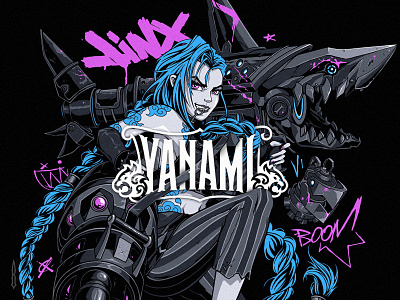 Yanami anime gothic japan jinx league of legend lettering lettering logo logotype street wear wave wear