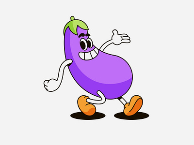 🍆 2d bicolor branding cartoon character clean colorful design eggplant emoji fun graphic design illustration linear logo minimal vector