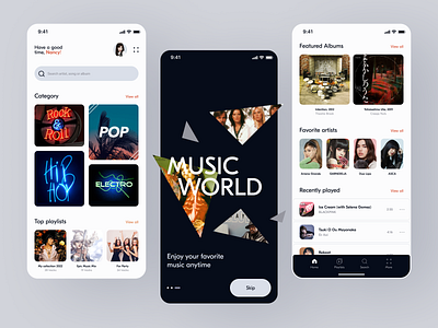 Music App UI - 1 app design artist clean concept design figma graphic design ios mobile light theme mobile app mp3 music app music player playlist search music song typography ui ux visual