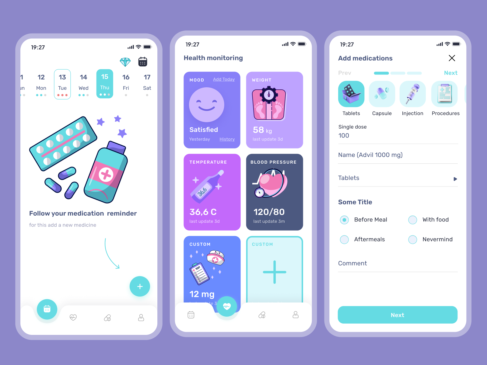 Pills Alert Reminder IOS & Android App by Anna (asol_design) on Dribbble