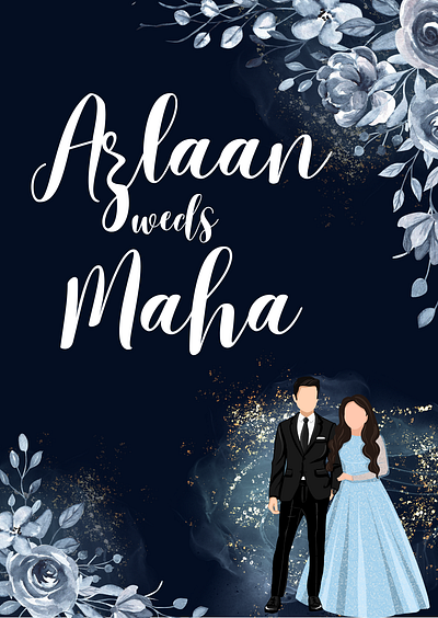 Wedding Invite design | Blue Floral theme | graphicsbyzobia blue and gold design gold theme graphicsbyzobia invitation design wedding invitation wedding invite design