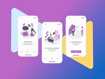 Ios WalkThrough-Evento app branding design ui ux