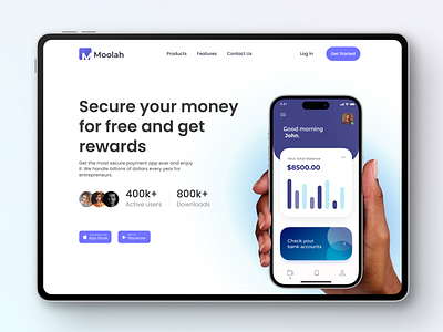 Fintech landing page app design fintech mini minimal product design ui ux ux research