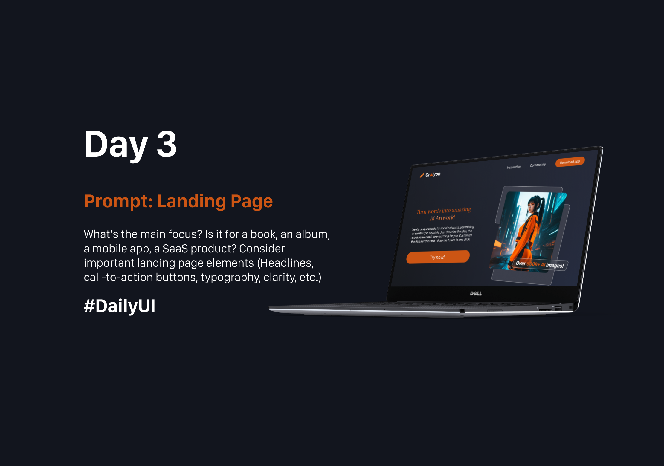 #DailyUI Day 3: Landing Page ai image generator app design landing landing page ui web web design