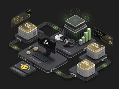 Apps tech platform. Isometric illustrati app ar artwork branding business customer cyber data design digital illustration isometric logo platform tech ui virtual