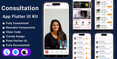 Consultation App | Flutter Consultation App UI Kit flutter template flutter ui kit ui ui kit video call