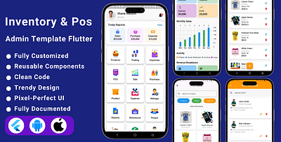 POS & Inventory Admin Flutter Template for Android & iOs flutter template flutter ui kit template ui ui kit