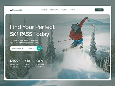 SnowAccess | Travel website booking elementor framer landing page minimalist modern premium quality tourism travel travel agency travelling ui ui design uxui web design webflow