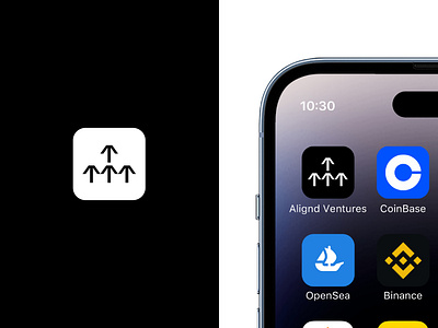 Alignd Ventures - Brand identity a logo arrow logo blockchain brand brand design brand identity branding capital crypto design iconic logo design logofolio logomark mockups symbol timeless ventures visual identity web3