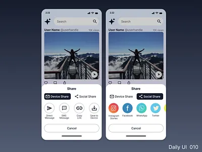 Daily UI 010 Social Share app app design dailyui design mobile ui